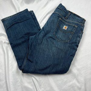 Carhartt Mens Size 44X32 Relaxed Fit Blue Denim Work Pants Jeans